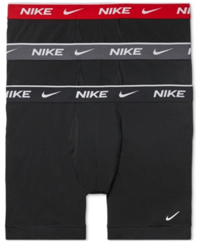 Shop Nike Men's 3-pack Everyday Stretch Boxer Briefs In Black/black Wb/dark Grey Wb/university Red Wb