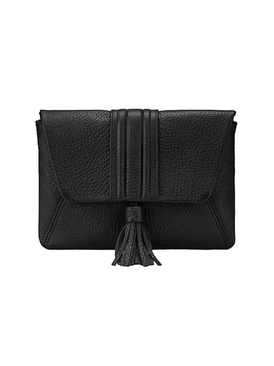 Shop Gigi New York Ava Pebbled Leather Clutch In Black