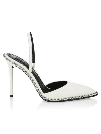 Shop Alexander Wang Women's Rina Studded Leather Slingback Pumps In White