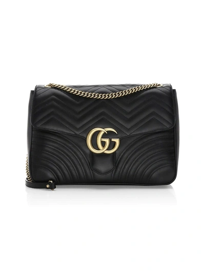 Shop Gucci Women's Gg Marmont Large Shoulder Bag In Black