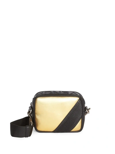 Shop Givenchy Men's Mc3 Two-tone Mini Leather Crossbody Bag In Black Gold