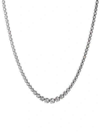 Shop Meira T Women's 14k White Gold & Diamond Riviera Tennis Necklace