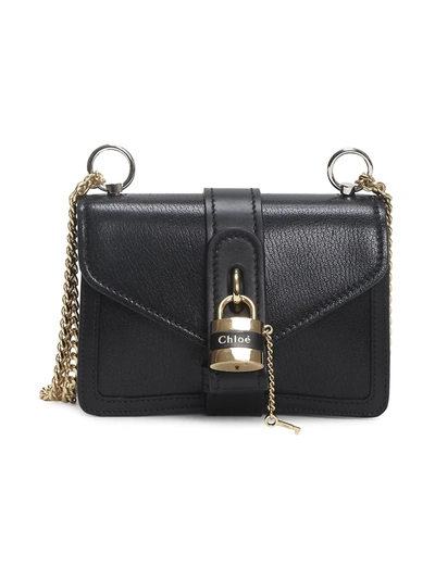 Shop Chloé Women's Mini Aby Leather Shoulder Bag In Black
