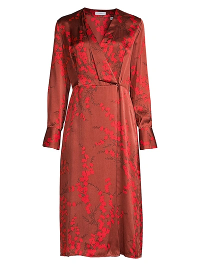 Shop Equipment Women's Willow Silk Wrap Dress In Smoked Paprika Multi