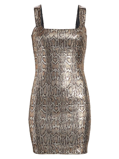 Shop L Agence Women's Auden Sequin Python Print Mini Dress In Bronze Copper