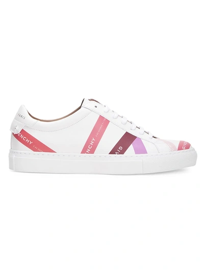 Shop Givenchy Women's Urban Street Logo Stripe Leather Sneakers In White Pink