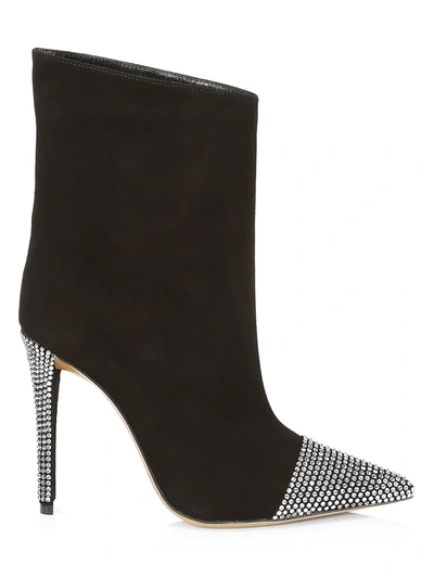 Shop Alexandre Vauthier Women's Christie Crystal-embellished Suede Ankle Boots In Black