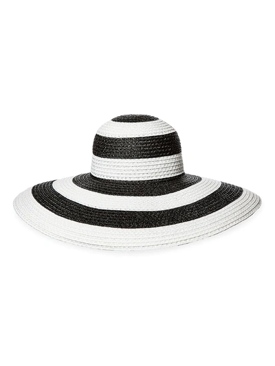 Shop Eric Javits Women's Stripe Floppy Sun Hat In White Black