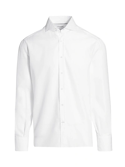 Shop Brunello Cucinelli Men's Textured Sport Shirt In White
