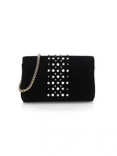 Shop Eric Javits Women's Astra Embellished Velvet Shoulder Bag In Black