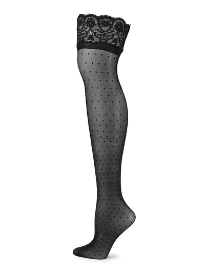 Shop Commando Women's Chic Dot Thigh High Sheers In Black