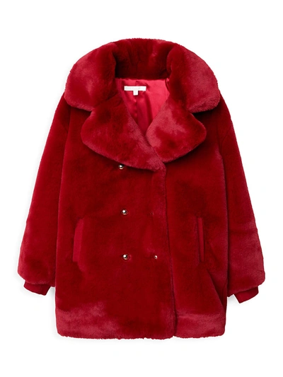Shop Chloé Little Girl's & Girl's Faux-fur Double-breasted Jacket In Red