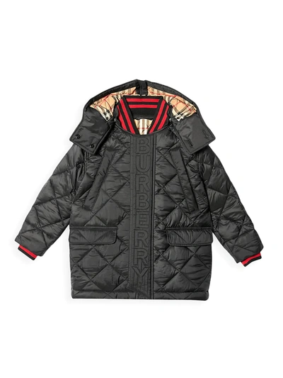 Shop Burberry Little Boy's & Boy's Kb6 Julien Quilted Coat In Black