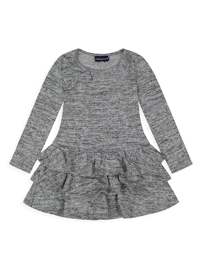Shop Andy & Evan Little Girl's Long-sleeve Ruffle A-line Dress In Grey