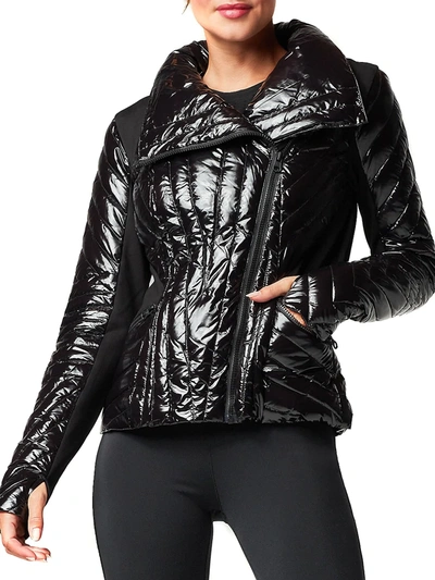 Shop Blanc Noir Women's Motion Panel Puffer Jacket In Black