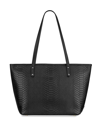Shop Gigi New York Mini Taylor Python-embossed Leather Tote In Black