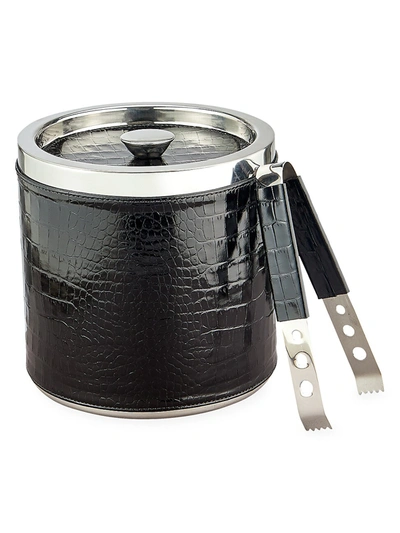 Shop Graphic Image Crocodile-embossed Leather Stainless Steel 2-piece Ice Bucket & Tongs Set