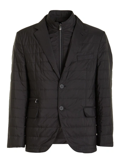 Shop Corneliani Removable Front Padded Jacket In Black