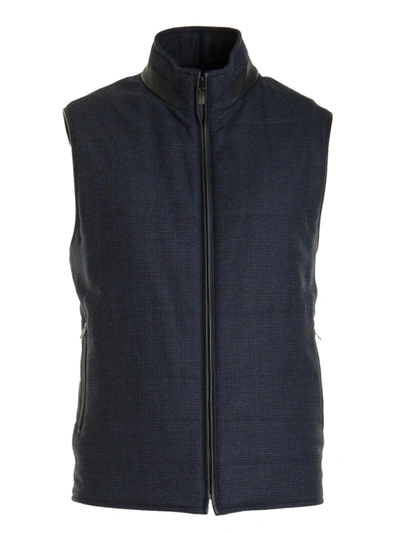 Shop Corneliani Reversible Padded Vest In Blue