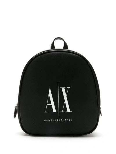 Shop Armani Exchange Logo Print Backpack In Black