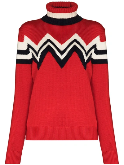 Shop Perfect Moment Alpine Zigzag Roll-neck Jumper In Red
