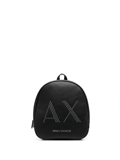 Shop Armani Exchange Logo-studded Backpack In Black