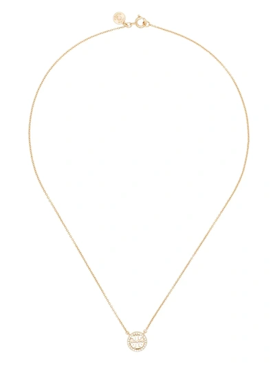 Shop Tory Burch Miller Pave Crystal-pendant Necklace In Gold