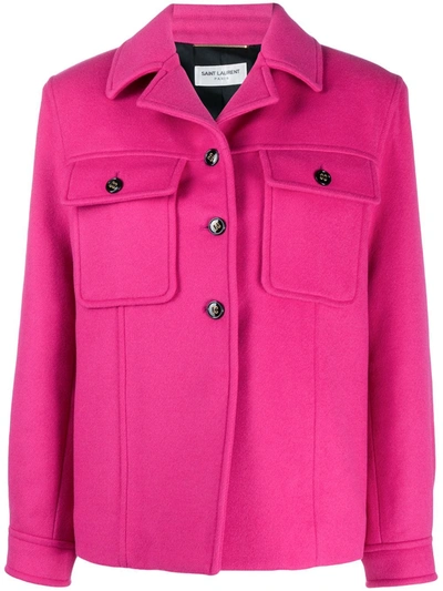 Saint Laurent Chest Flap Pockets Buttoned Jacket In Pink
