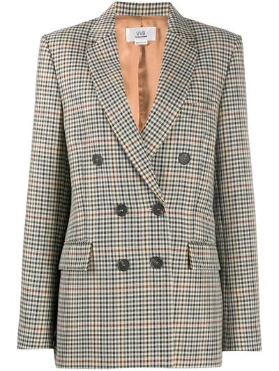 Shop Victoria Victoria Beckham Chaqueta Double-breasted Check Blazer In Neutrals