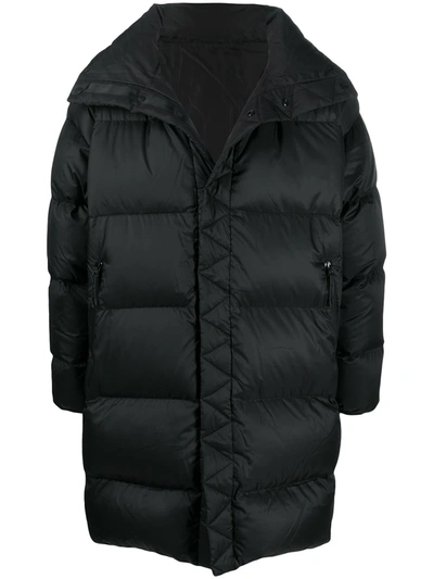 Shop White Mountaineering Funnel-neck Padded Coat In Black