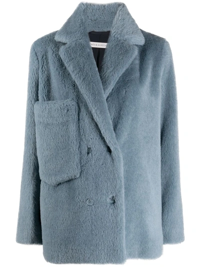 Shop Inès & Maréchal Blue Double-breasted Coat