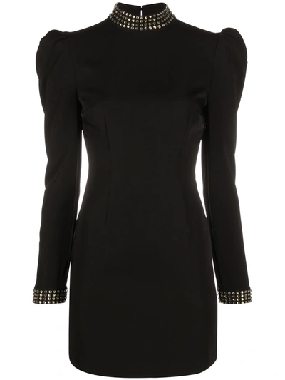 Shop De La Vali Extreme Shoulder Mini Dress In Black