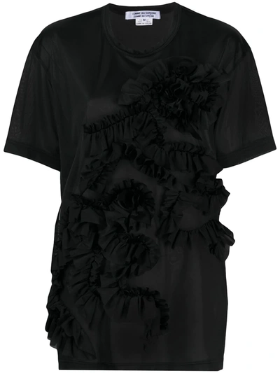 Shop Comme Des Garçons Comme Des Garçons Ruffle Front Round Neck T-shirt In Black