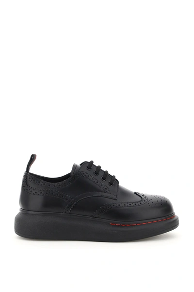 Shop Alexander Mcqueen Hybrid Brogue Shoes In Black Black Black