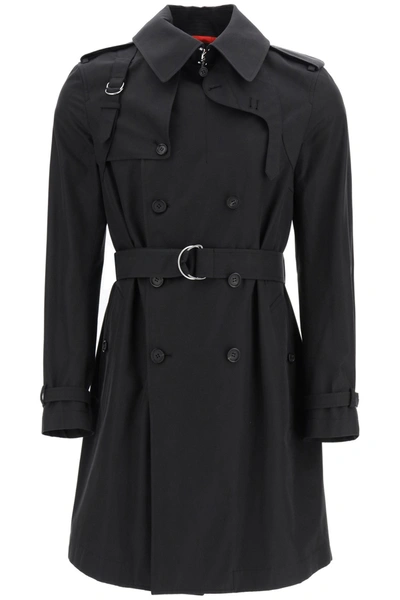 Shop Alexander Mcqueen Double-breasted Cotton Trench Coat In Black