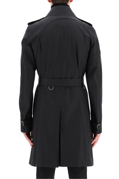 Shop Alexander Mcqueen Double-breasted Cotton Trench Coat In Black