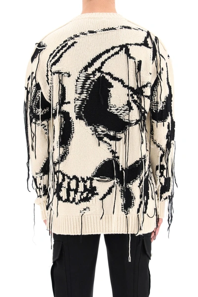 Shop Alexander Mcqueen Sweater With Skull Intarsia In Dark Ivory Black