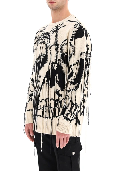 Shop Alexander Mcqueen Sweater With Skull Intarsia In Dark Ivory Black