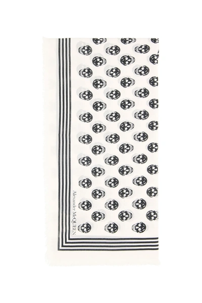 Shop Alexander Mcqueen Biker Skull Scarf In Ivory Black