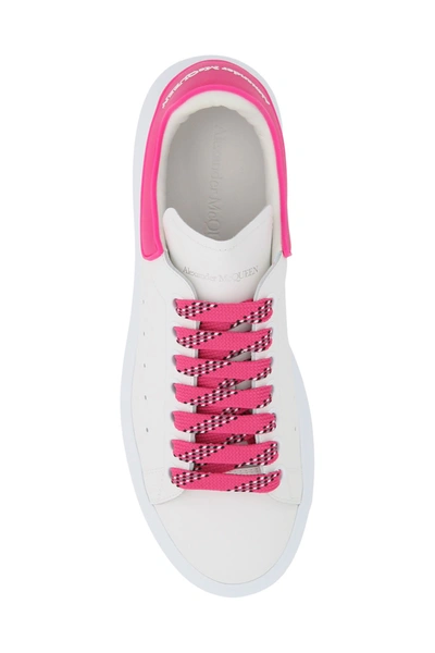 Shop Alexander Mcqueen Oversize Sole Rubber Heel Sneakers In Whi Shock Pink Whi