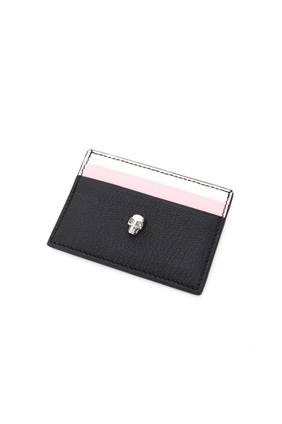 Shop Alexander Mcqueen Skull Multicolor Leather Card Holder In Multicolor Albpink