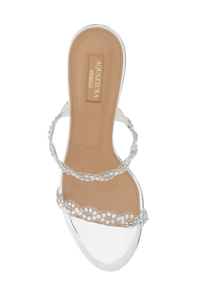 Shop Aquazzura Crystal Heaven Pvc Mules In Silver