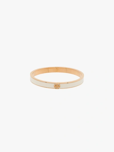 Shop Tory Burch Gold Tone And White Kira Enamelled Bangle