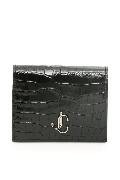 Jimmy Choo Monogram Hanne Wallet In Black