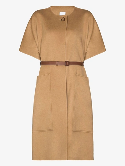 Shop Burberry Waxham Belted Cashmere Cape In Brown