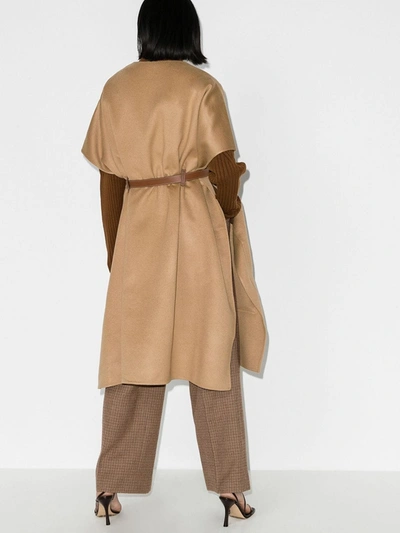 Shop Burberry Waxham Belted Cashmere Cape In Brown