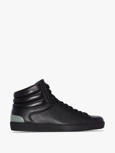 Shop Gucci 'ace' High-top-sneakers In Schwarz