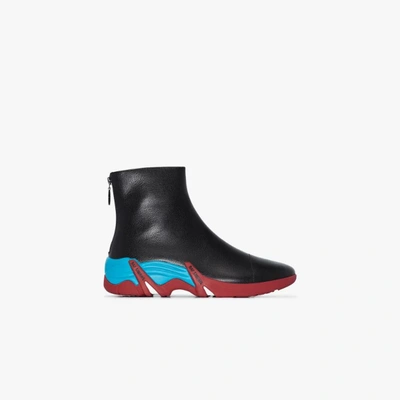 Shop Raf Simons Cylon High Top Leather Sneakers In Black