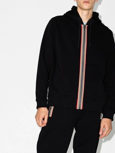 Burberry Lexington Icon Stripe Tape Detail Hoodie In Black | ModeSens