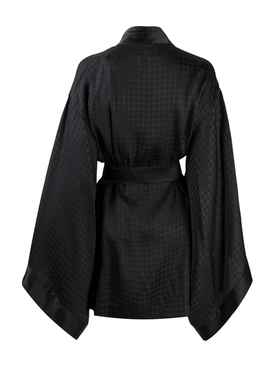 Shop Balmain Geometric Pattern Kimono Robe In Black